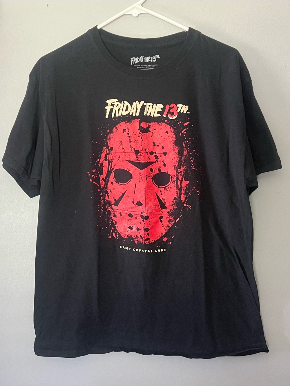 Friday the 13th Graphic Tee - Black with Red Mask size Large